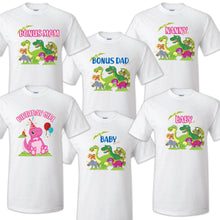 Load image into Gallery viewer, Dinosaur t shirt Birthday Matching Party Family Kid Tshirt Mom, dad, sister 2