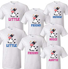 Load image into Gallery viewer, Cow Birthday T Shirt Family matching celebration reunion party tee mom kid Farm