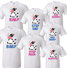 Load image into Gallery viewer, Cow Birthday T Shirt Family matching celebration reunion party tee mom kid Farm