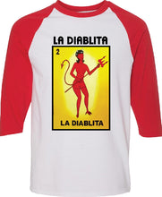 Load image into Gallery viewer, La Diablita TSHIRT / RAGLAN Loteria T-Shirt Mexican Bingo Short Sleeve Shirt Women back