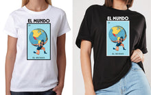 Load image into Gallery viewer, El Mundo FEMALE T-shirt Loteria Mexican Bingo Short Sleeve Shirt Women's Celebration Hippie Tee Lottery The World