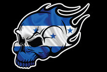 Load image into Gallery viewer, Honduras Skull with Flames Decal Car Window Laptop Map Vinyl Sticker Human Skeleton Death El Salvador Flag Catrachos Honduraños Flag