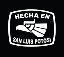 Load image into Gallery viewer, Hecha en San Luis Potosi letters Decal Car Window Laptop Flag Vinyl Sticker Mexico SLP Mexican Sticker, Trucking, Trokiando Trucks decal MX