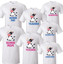 Load image into Gallery viewer, Cow Birthday T Shirt Family matching celebration reunion party tee mom kid Farm