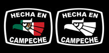 Load image into Gallery viewer, Hecha en Campeche letters Decal Car Window Laptop Flag Vinyl Sticker Mexico CAM Mexican Sticker, Trucking, Trokiando Trucks decal MX Mex