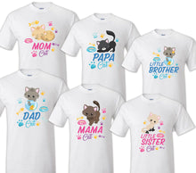Load image into Gallery viewer, Cat birthday shirts Matching Family First birthday bee outfit/ Kitty tee Mommy
