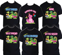 Load image into Gallery viewer, Dinosaur t shirt Birthday Matching Party Family Kid Tshirt Mom, dad, sister 2