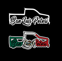 Load image into Gallery viewer, San Luis Potosi Decal Troka Silhouette SLP letters Decal Car Window Laptop Map Vinyl Sticker Mexico SLP Mx Estado
