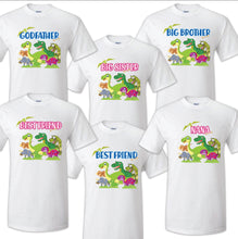 Load image into Gallery viewer, Dinosaur t shirt Birthday Matching Party Family Kid Tshirt Mom, dad, sister 2