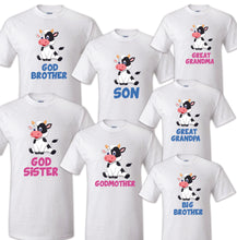 Load image into Gallery viewer, Cow Birthday T Shirt Family matching celebration reunion party tee mom kid Farm