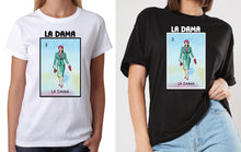 Load image into Gallery viewer, La Dama TSHIRT / RAGLAN Loteria T-Shirt Mexican Bingo Short Sleeve T Shirt Women's Raglan