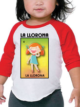 Load image into Gallery viewer, La Llorona Loteria Mexican Bingo Short Sleeve V-Neck Shirt Women's Crying Girl