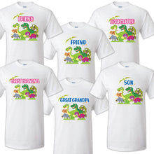 Load image into Gallery viewer, Dinosaur t shirt Birthday Matching Party Family Kid Tshirt Mom, dad, sister 2