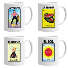 Load image into Gallery viewer, Loteria Mexican Bingo Mug Mexican Mug Gift Celebration Lottery Game Funny Mug MEX Mug Hispanic Mug Coffee drink mug