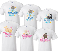 Load image into Gallery viewer, Cat birthday shirts Matching Family First birthday bee outfit/ Kitty tee Mommy