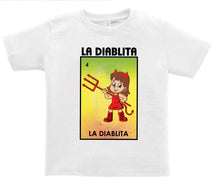 Load image into Gallery viewer, La Diablita Loteria T-Shirt Mexican Bingo Short Sleeve Shirt Little devil Kid