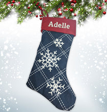 Load image into Gallery viewer, Personalized Christmas stocking embroidered, name stocking, christmas gift blue