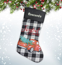 Load image into Gallery viewer, Personalized Christmas stocking embroidered, name stocking, christmas gift WITH TRUCK
