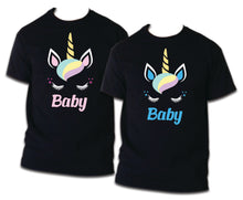 Load image into Gallery viewer, Unicorn Birthday Matching T-shirts Party Family Kid shirt Mom dad, sister Black