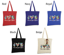 Load image into Gallery viewer, Peace Love Loteria Tote Bag Mexican Card Bingo Illustration Reusable Tote Bag