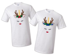 Load image into Gallery viewer, Unicorn T-shirt Christmas Reindeer Birthday Celebration Matching Party Family