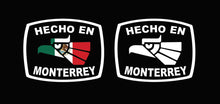 Load image into Gallery viewer, Hecho en Monterrey letters Decal Car Window Laptop Flag Vinyl Sticker Mexico SLP Mexican Sticker, Trucking, Trokiando Trucks decal MX MTY