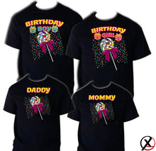Load image into Gallery viewer, Lollipop Candy Sweets Candyland Birthday Matching T-shirts Party Family Kid Reunion Celebration Tee Shirt Mom, dad, sister