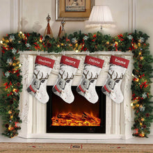 Load image into Gallery viewer, Personalized Christmas stocking embroidered, name stocking, christmas gift WITH REINDEER