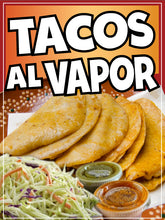 Load image into Gallery viewer, Tacos Al Vapor Sign Window Sticker Mexican Food Truck Concession Vinyl Restaurant