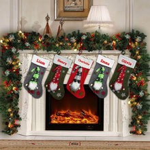 Load image into Gallery viewer, Personalized Christmas stocking embroidered, Knitted Rudolph, christmas gift
