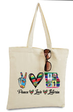 Load image into Gallery viewer, Peace Love Loteria Tote Bag Mexican Card Bingo Illustration Reusable Tote Bag