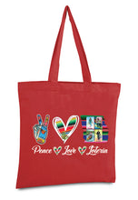 Load image into Gallery viewer, Peace Love Loteria Tote Bag Mexican Card Bingo Illustration Reusable Tote Bag