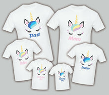 Load image into Gallery viewer, Unicorn Birthday Matching T-shirts Party Family Kid shirt Mom dad, sister Black