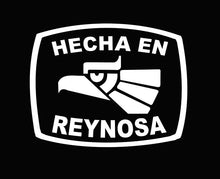 Load image into Gallery viewer, Hecha en Reynosa letters Decal Car Window Laptop Flag Vinyl Sticker Mexico SLP Mexican Sticker, Trucking, Trokiando Trucks decal MX