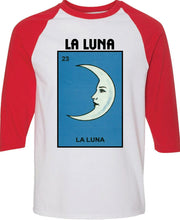 Load image into Gallery viewer, La Luna TSHIRT / RAGLAN Loteria Mexican Bingo Short Sleeve T-Shirt / Raglan
