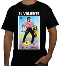Load image into Gallery viewer, El Valiente TSHIRT / RAGLANLoteria Mexican Bingo T Shirt Raglan Short SleeveCelebration Brave Tee
