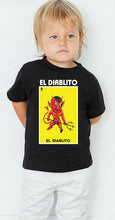 Load image into Gallery viewer, El Diablito TSHIRT / RAGLAN Loteria Mexican Bingo T Shirt Hooded Toxic Mexican Bingo Lottery Kid