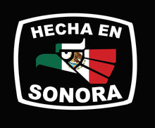 Load image into Gallery viewer, Hecha en Sonora letters Decal Car Window Laptop Flag Vinyl Sticker Mexico SLP Mexican Sticker, Trucking, Trokiando Trucks decal MX SON