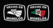 Load image into Gallery viewer, Hecho en Morelos letters Decal Car Window Laptop Flag Vinyl Sticker Mexico SLP Mexican Sticker, Trucking, Trokiando Trucks decal MX MOR