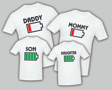 Load image into Gallery viewer, Low Battery Power FRONT Matching T-shirts Party Family Kid Tshirt Father Mother