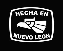 Load image into Gallery viewer, Hecha en Nuevo Leon letters Decal Car Window Laptop Flag Vinyl Sticker Mexico Mexican Sticker, Trucking, Trokiando Trucks decal MX NL