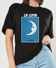 Load image into Gallery viewer, La Luna TSHIRT / RAGLAN Loteria Mexican Bingo Short Sleeve T-Shirt / Raglan