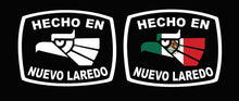 Load image into Gallery viewer, Hecho en Nuevo Laredo letters Decal Car Window Laptop Flag Vinyl Sticker Mexico SLP Mexican Sticker, Trucking, Trokiando Trucks decal MX NL