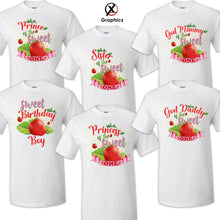 Load image into Gallery viewer, Sweet one strawberry Family T-shirt Birthday Matching shirts Party Celebration