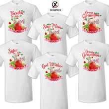 Load image into Gallery viewer, Sweet one strawberry Family T-shirt Birthday Matching shirts Party Celebration