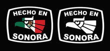 Load image into Gallery viewer, Hecho en Sonora letters Decal Car Window Laptop Flag Vinyl Sticker Mexico SLP Mexican Sticker, Trucking, Trokiando Trucks decal MX SON