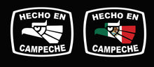 Load image into Gallery viewer, Hecho en Campeche letters Decal Car Window Laptop Flag Vinyl Sticker Mexico CAM Mexican Sticker, Trucking, Trokiando Trucks decal MX Mex