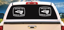 Load image into Gallery viewer, Hecha en Nuevo Leon letters Decal Car Window Laptop Flag Vinyl Sticker Mexico Mexican Sticker, Trucking, Trokiando Trucks decal MX NL