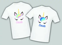 Load image into Gallery viewer, Unicorn Birthday Matching T-shirts Party Family Kid shirt Mom dad, sister Black