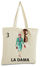 Load image into Gallery viewer, La Dama from Loteria Vintage Mexican Card Bingo Illustration Reusable Tote Bag